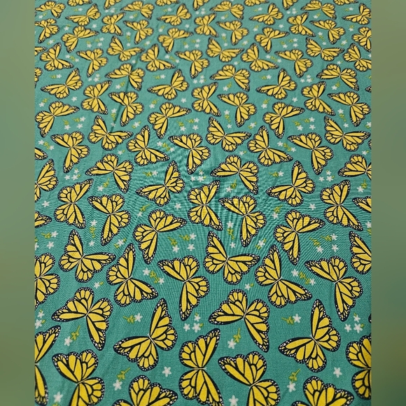 Michael Miller Other - Yellow Butterfly Cotton Print on Teal Background By The Yard